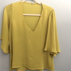 Chartreuse Petal sleeve top